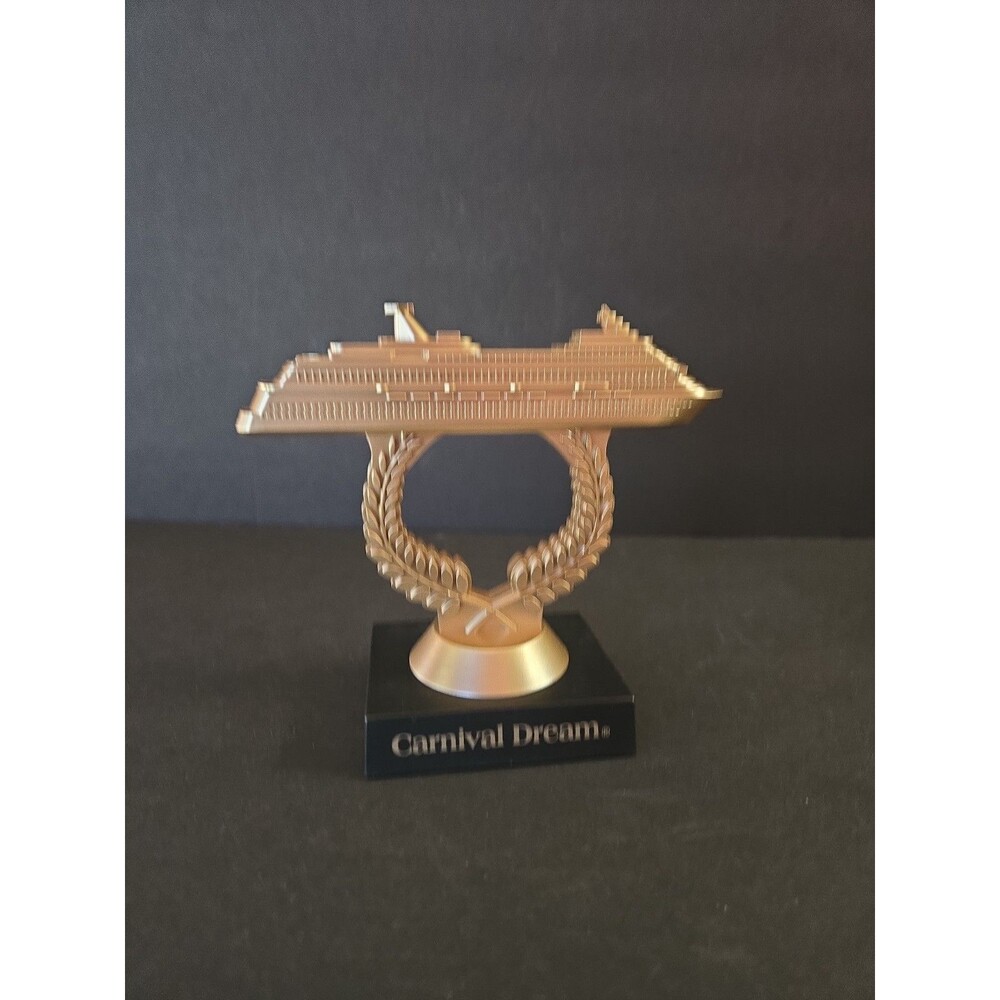 Carnival Dream Choose Fun Cruise Ship On A Stick Trophy Gold Collectible 5×4" - Picture 4 of 6